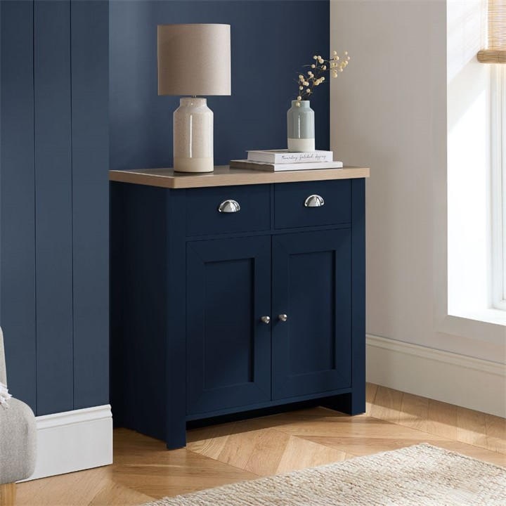 Birlea  Navy Blue & Oak Highgate 2 Door 2 Drawer Sideboard, Sports Direct