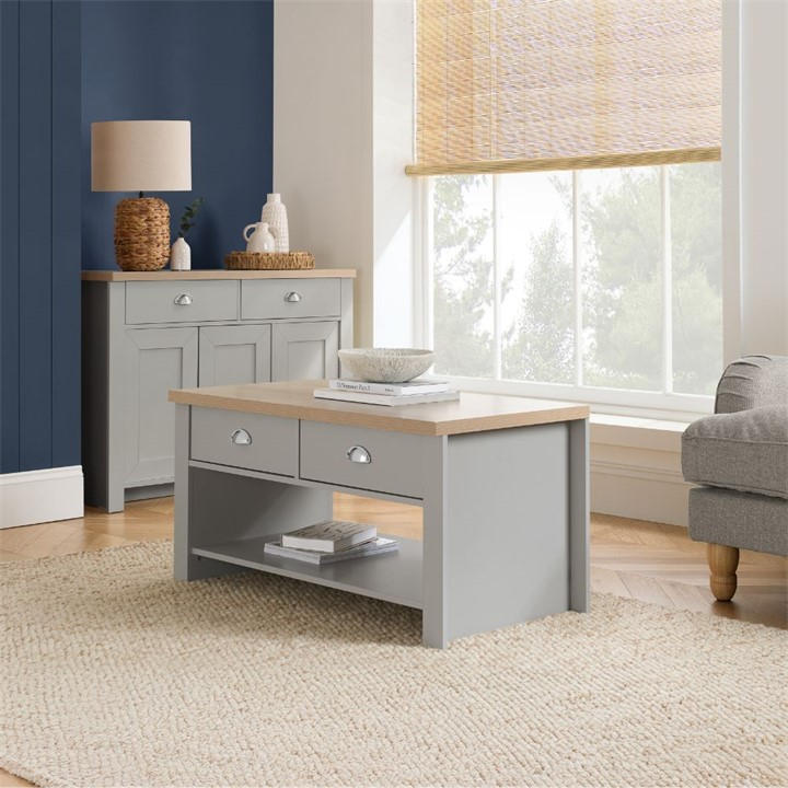 Birlea  Grey Highgate 2 Drawer Coffee Table, Sports Direct