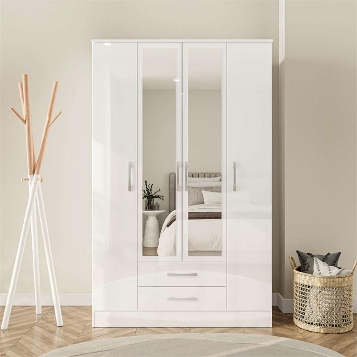 Birlea  White Lynx 4 Door 2Drw/Mirror W, Sports Direct