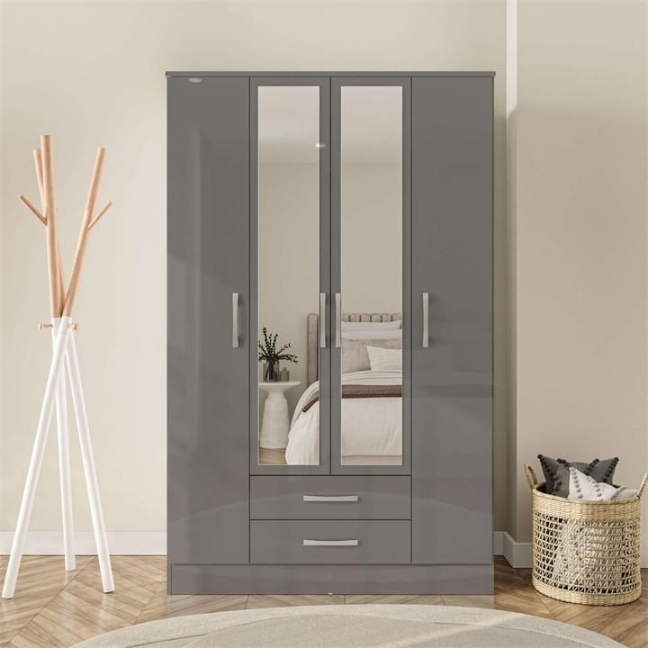 Birlea  Grey Lynx 4 Door 2Drw/Mirror W, Sports Direct