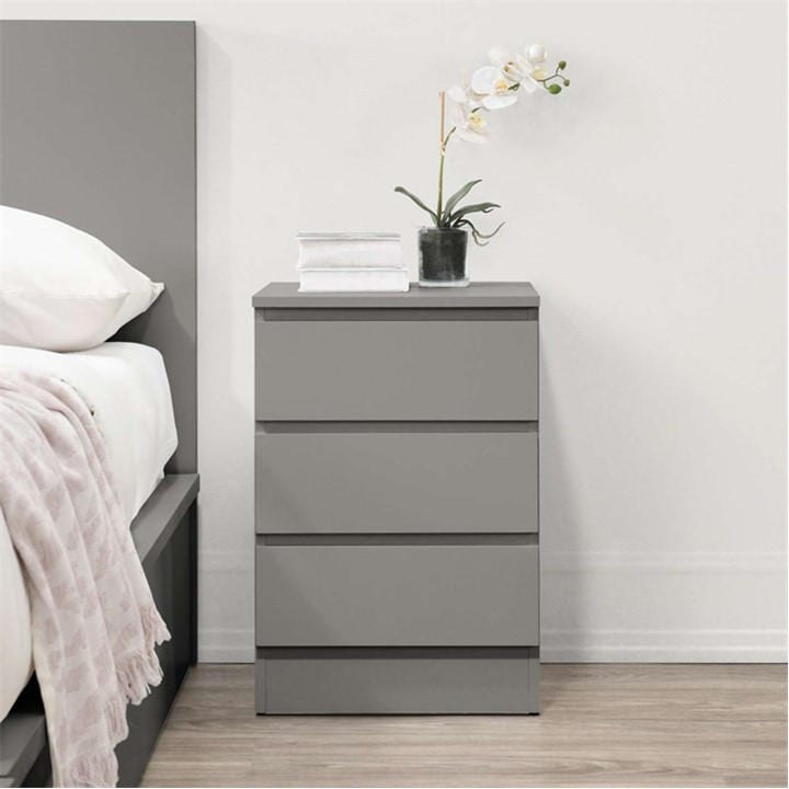 Birlea Unisex Grey Oslo 3 Drawer Bedside