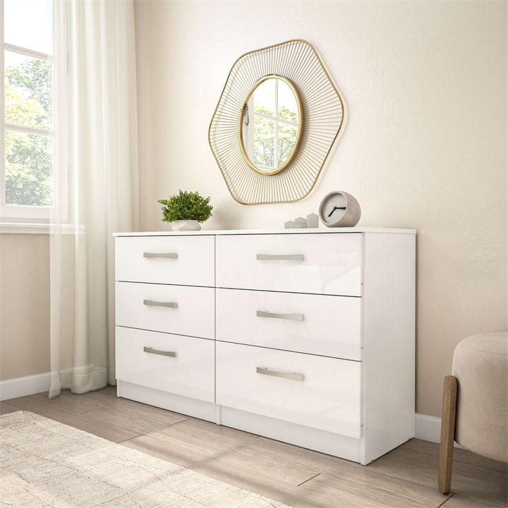 Birlea  White Lynx 6 Drawer Chest, Sports Direct