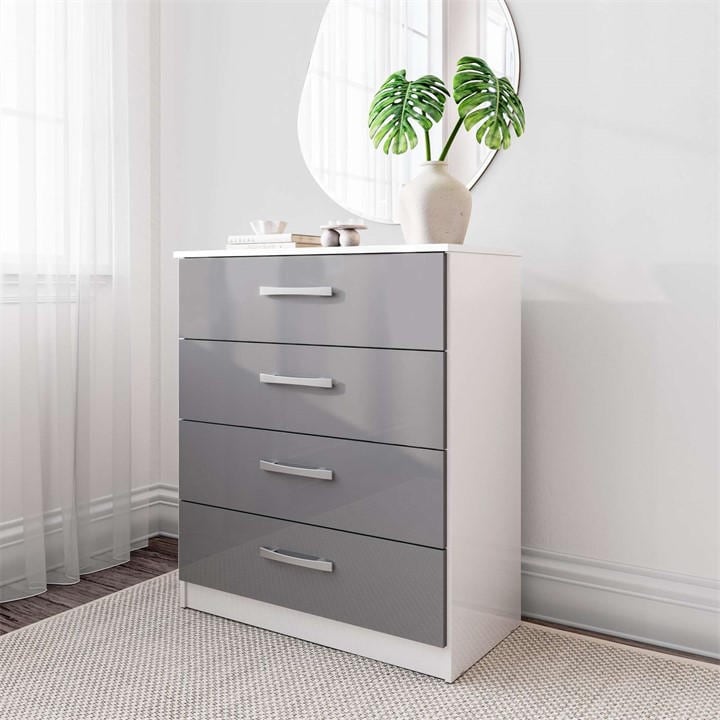 Birlea  White Lynx 4 Drawer Chest, Sports Direct