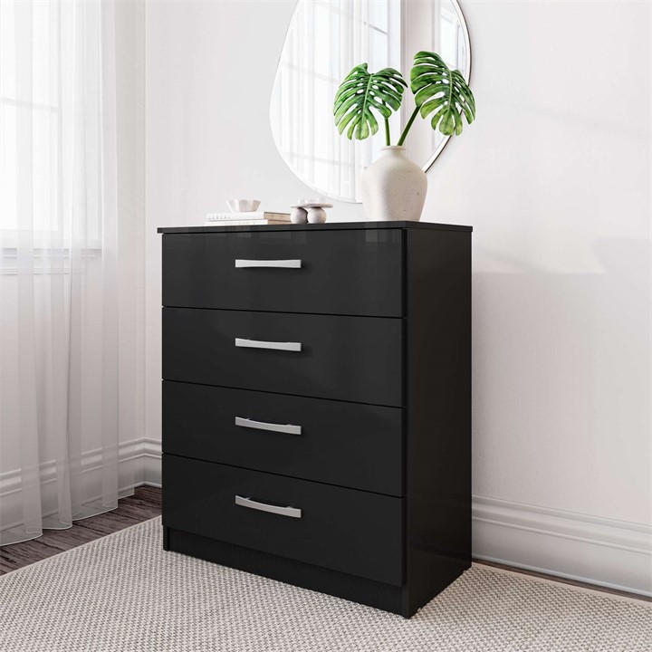 Birlea  Black Lynx 4 Drawer Chest, Sports Direct