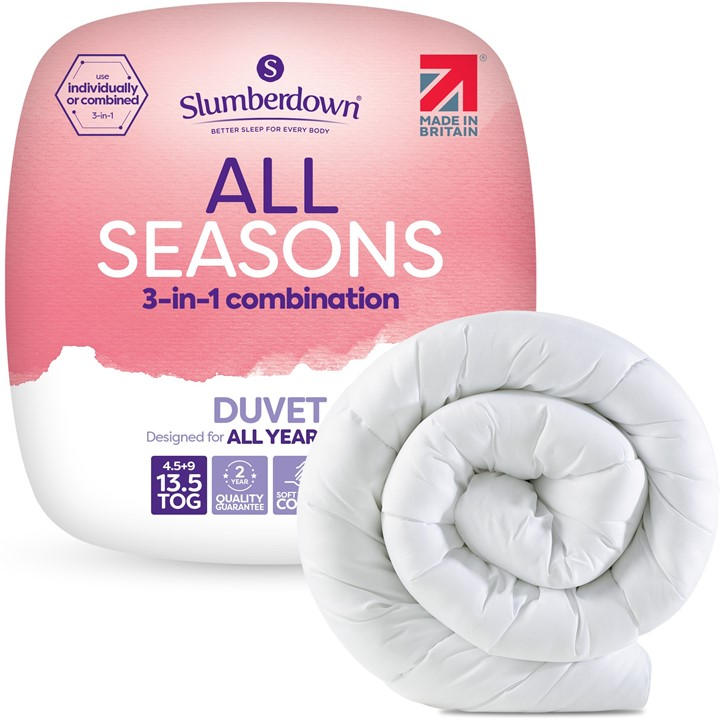 Slumberdown  White All Seasons Combi Duvet 13.5 Tog in Size Double, Sports Direct
