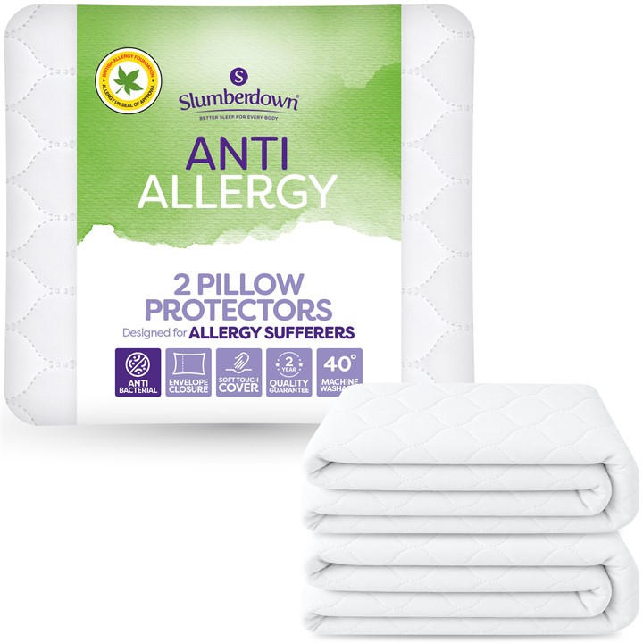 Slumberdown  White Anti Allergy Pillow Protector in Size L, Sports Direct