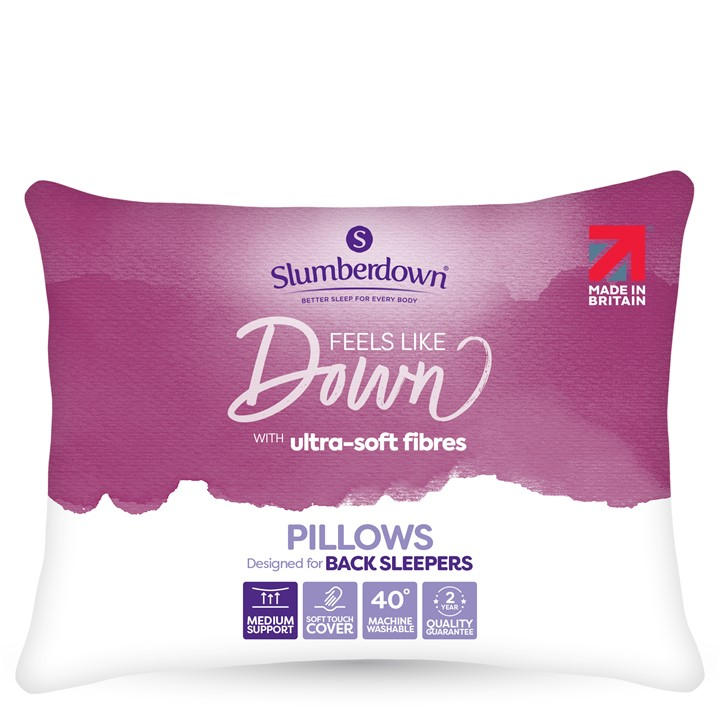 Slumberdown  White Feels Like Down Medium Pillow in Size 4pk, Sports Direct