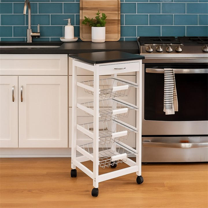 Lassic  White Chef Vida 4 Tier Wooden Kitchen Trolley, Sports Direct