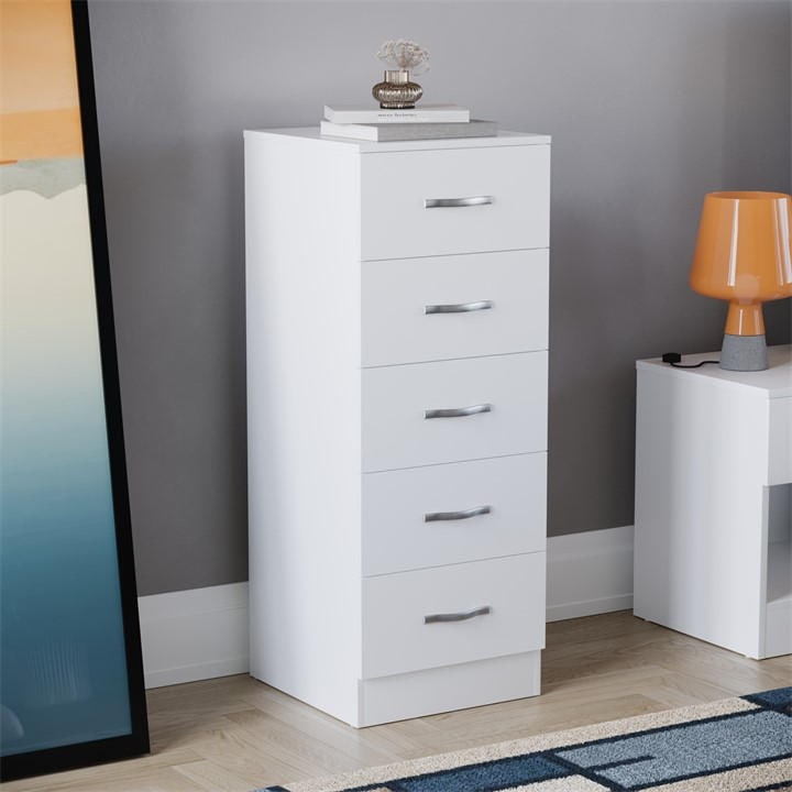 Lassic  White Vida Designs Riano  Narrow Chest in Size 5 Drawer, Sports Direct