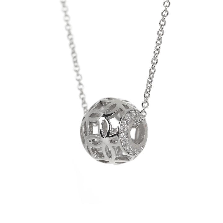 Espree Women's Silver Fashion Rhodium Cz Flower, Sports Direct