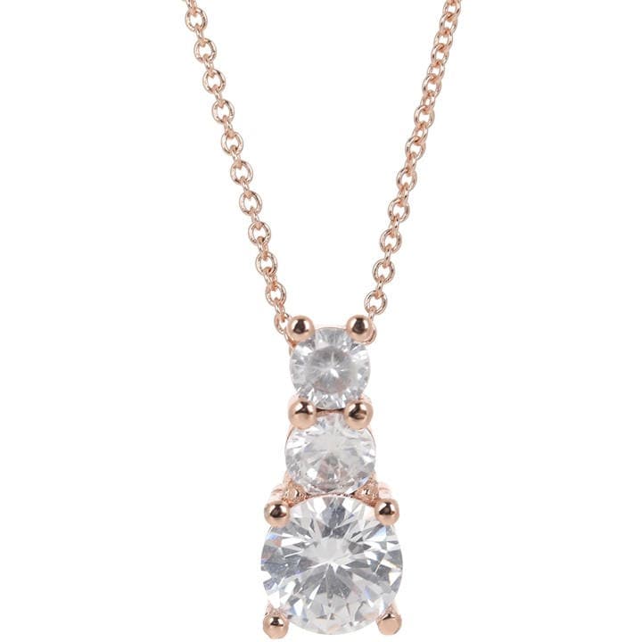 Espree Women's Silver Fashion Rose Gold Triple Cz Pendant, Sports Direct