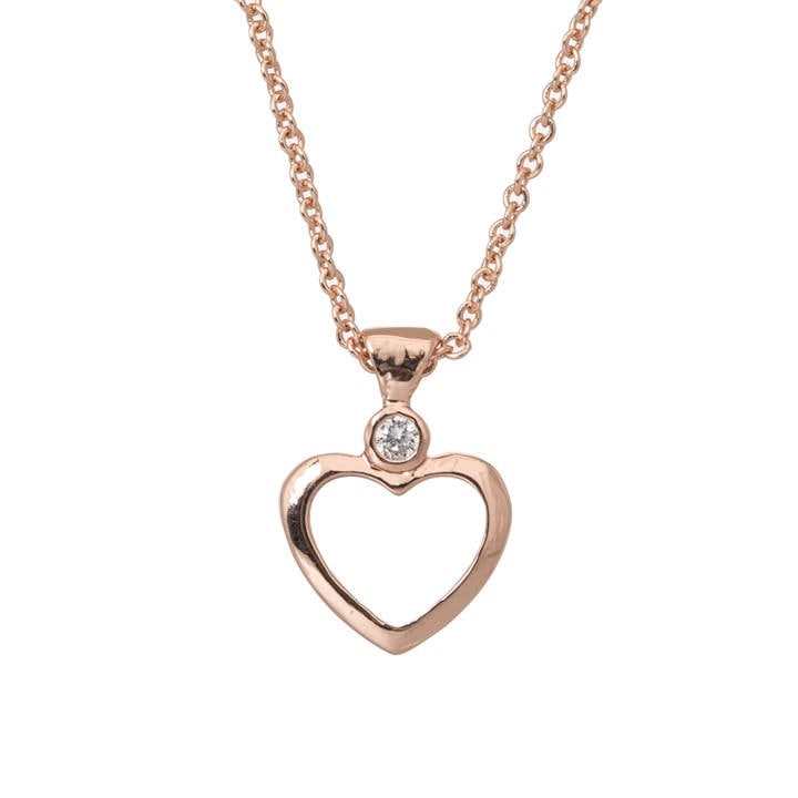 Espree Women's Red Fashion Rose Gold Cz Open Heart, Sports Direct