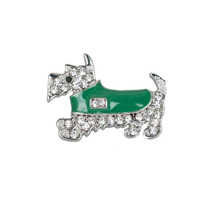 Espree  Green Enamel Scottie Dog Brooch, Sports Direct