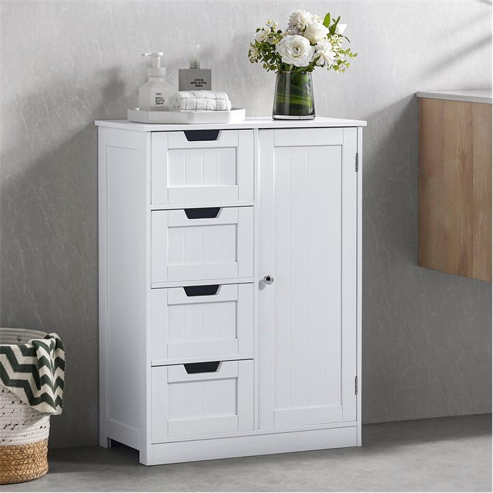 Lassic  White Bath Vida Priano 4 Drawer 1 Door Freestanding Unit, Sports Direct