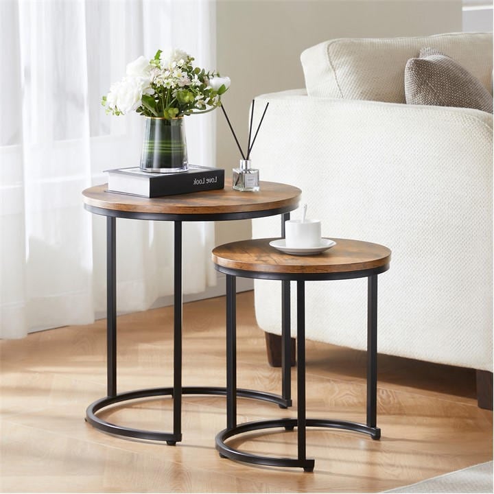 Lassic  Brown Vida Designs Brooklyn Nest Of 2 Round Tables in Size Set Of 2, Sports Direct