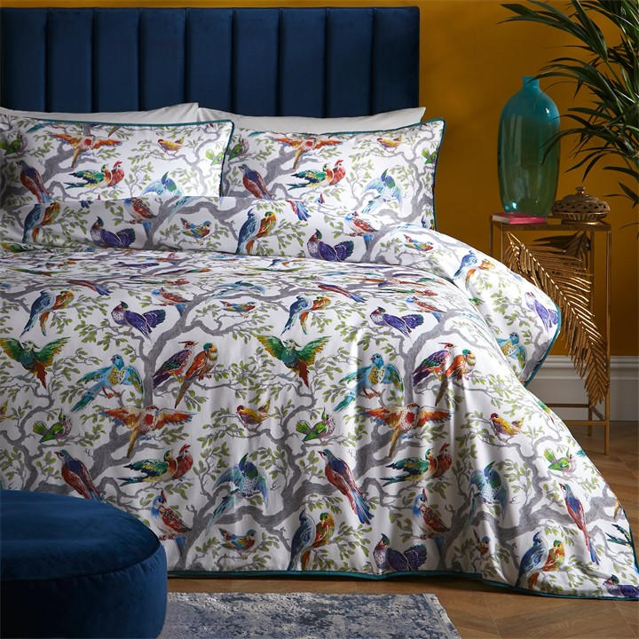 Laurence Llewelyn-Bowen Unisex Multi Birdity Absurdity Sateen Duvet Cover Set