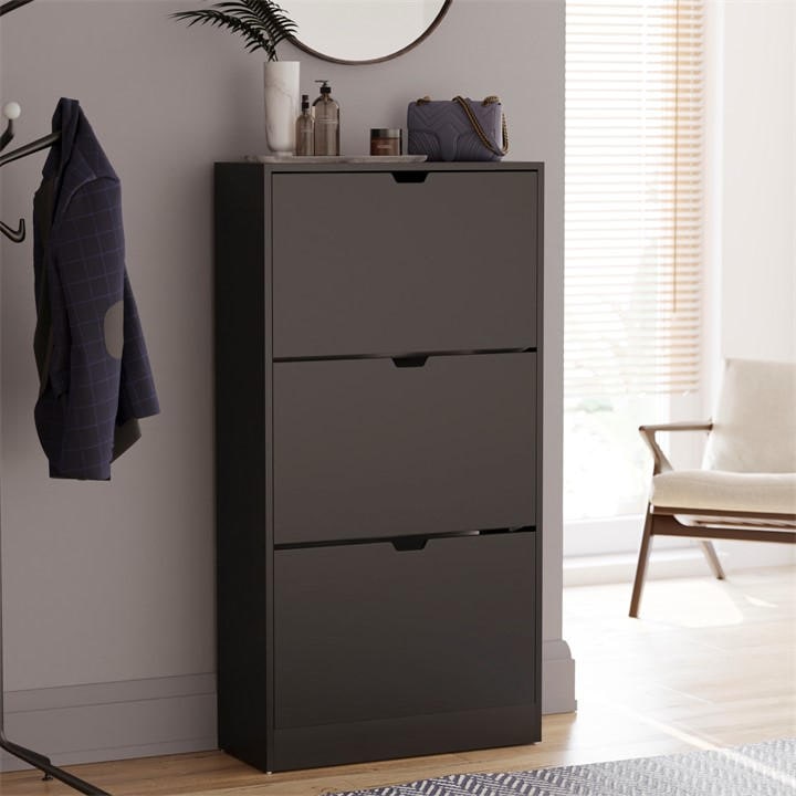 Lassic  Black Vida Designs 3 Drawer Shoe Cabinet (Handless), Sports Direct