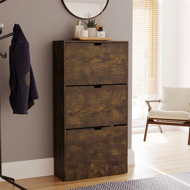 Lassic  Brown Vida Designs 3 Drawer Shoe Cabinet (Handless), Sports Direct