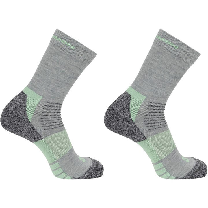 Salomon Women's Grey Merino Crew 2 Pack Walking Socks in Size 4 -8, Sports Direct