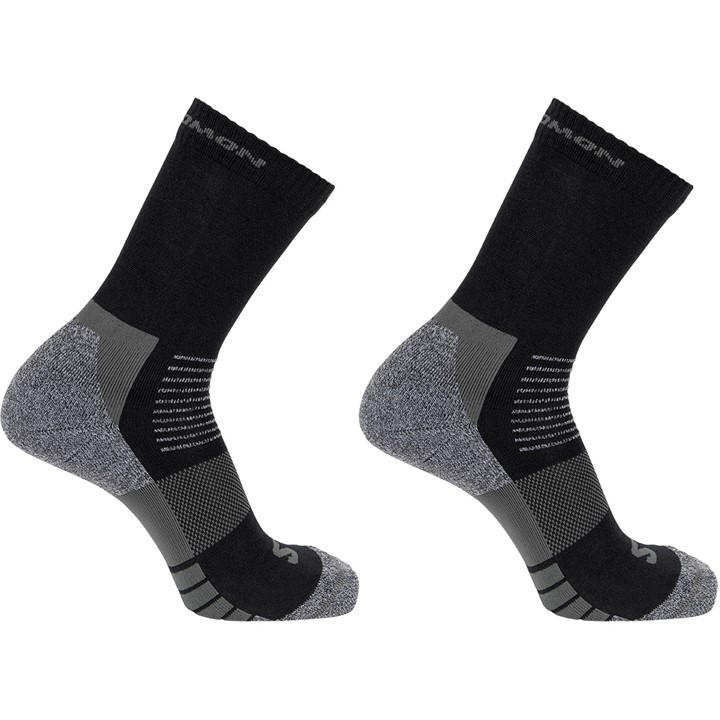 Salomon Women's Black Merino Crew 2 Pack Walking Socks in Size 1 - 6, Sports Direct