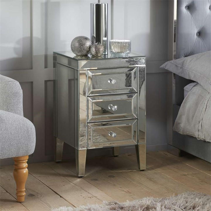 Birlea Unisex Silver Valencia 3 Drawer Bedside