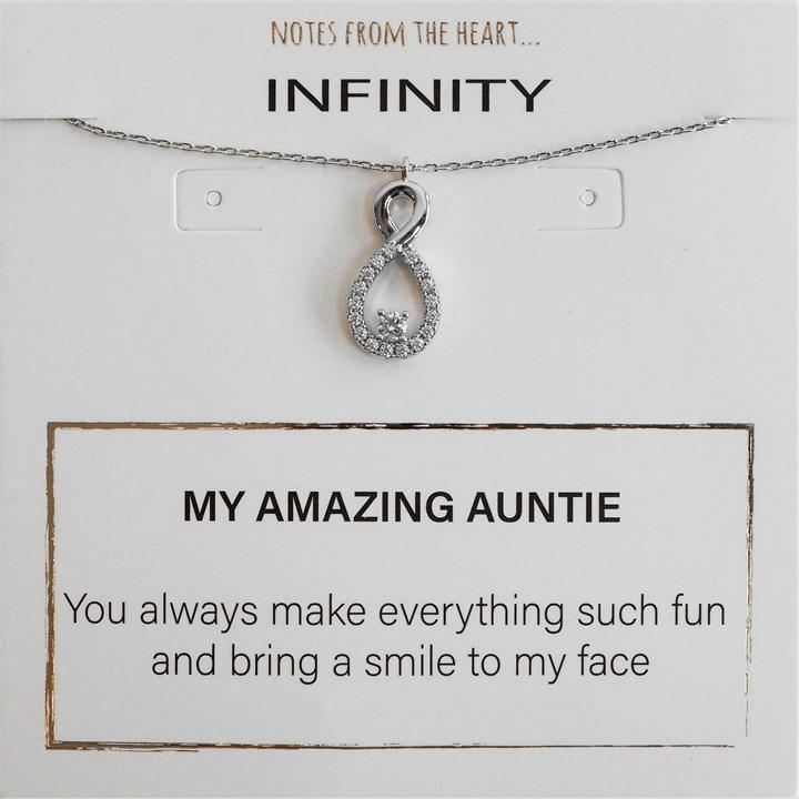 Notes From The Heart Women's Silver Nfth Infinity My Amazing Auntie Pendant, Sports Direct