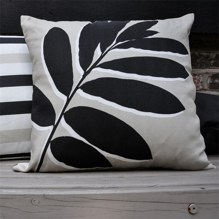 Fusion  Beige Leaf Print Indoor Outdoor Filled Cushion in Size 43, Sports Direct