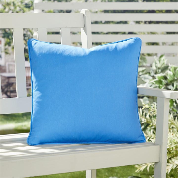 Fusion  Blue Indoor Outdoor Plain Dye Water Resistant Cushion in Size 43, Sports Direct