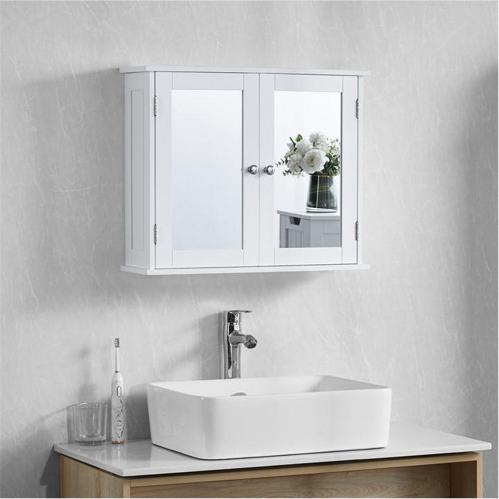 Lassic  White Bath Vida Priano 2 Door Mirrored Wall Cabinet, Sports Direct