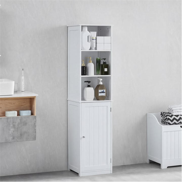 Lassic  White Bath Vida Priano 1 Door 2 Shelf Tall Cabinet, Sports Direct