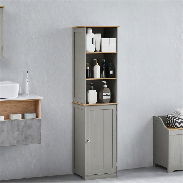 Lassic  Grey Bath Vida Priano 1 Door 2 Shelf Tall Cabinet, Sports Direct