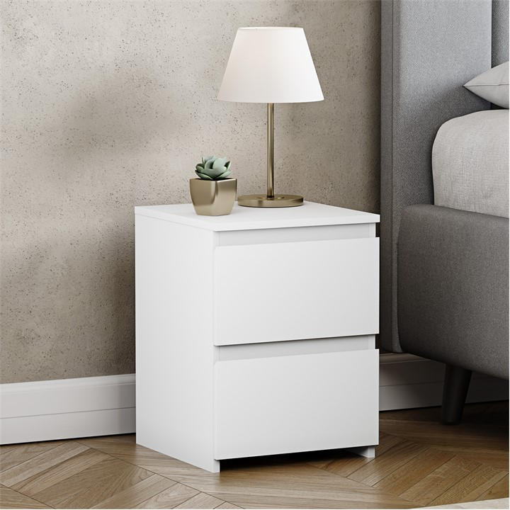 Lassic  White Vida Designs Denver 2 Drawer Bedside Chest, Sports Direct