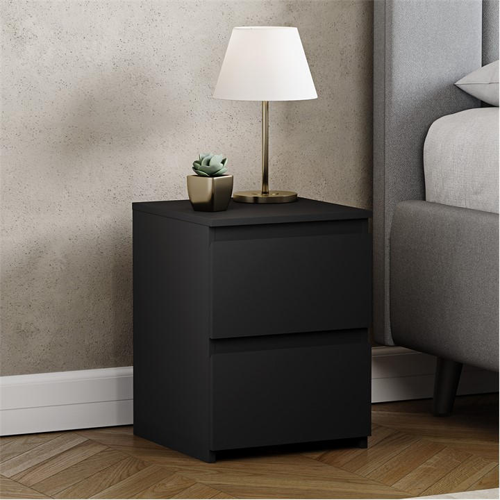 Lassic Unisex Black Vida Designs Denver 2 Drawer Bedside Chest -