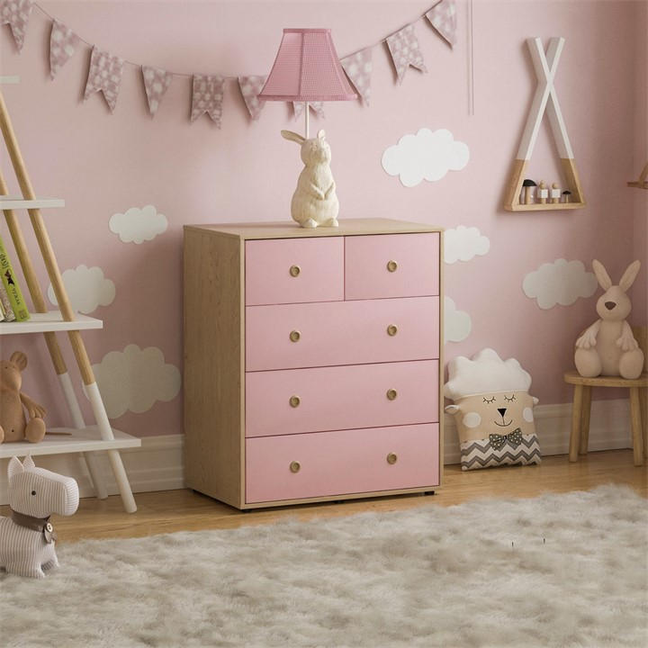Lassic  Pink  Vida Neptune  Chest in Size 5 Drawer, Sports Direct