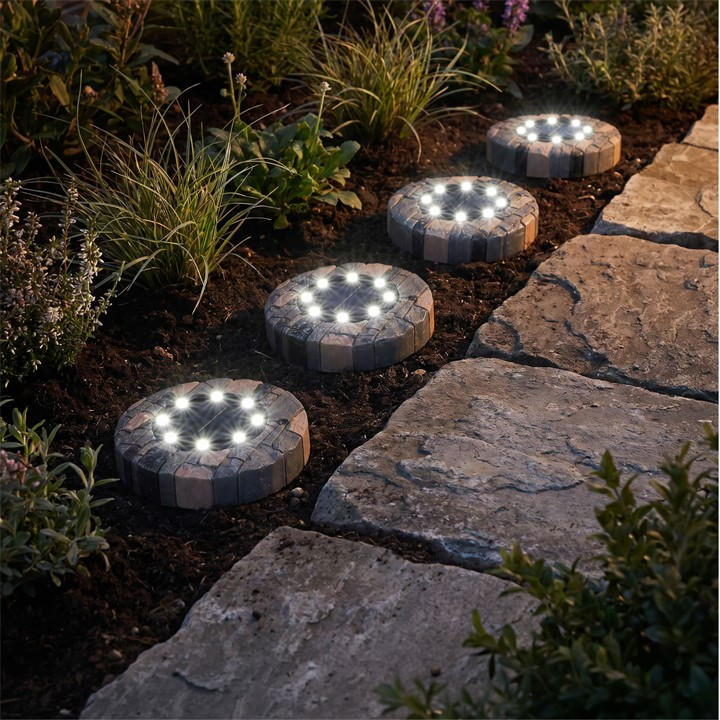 Streetwize  Beige Solar Stone Effect Deck Light (Pack Of 4) in Size 12x12x3.8, Sports Direct