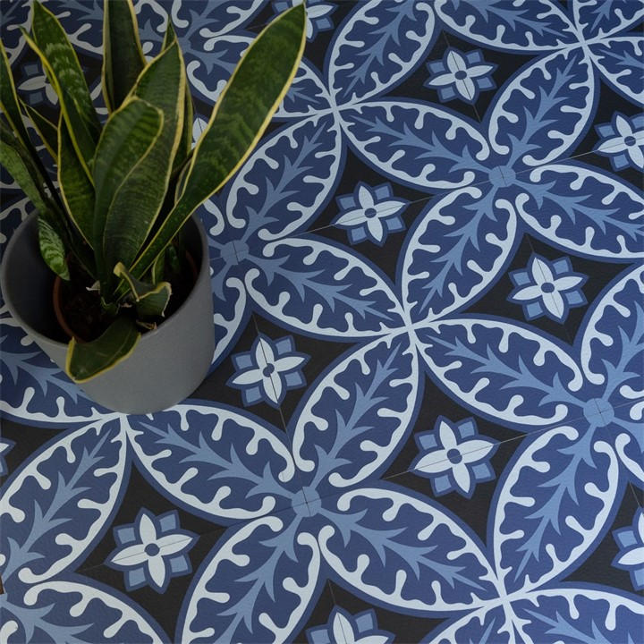 Floor Pops  Blue Self Adhesive Vinyl Floor Tiles Capri in Size 1.86 SQM, Sports Direct