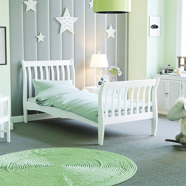 Lassic  Kids White  Vida Orion Single Sleigh Bed, Sports Direct