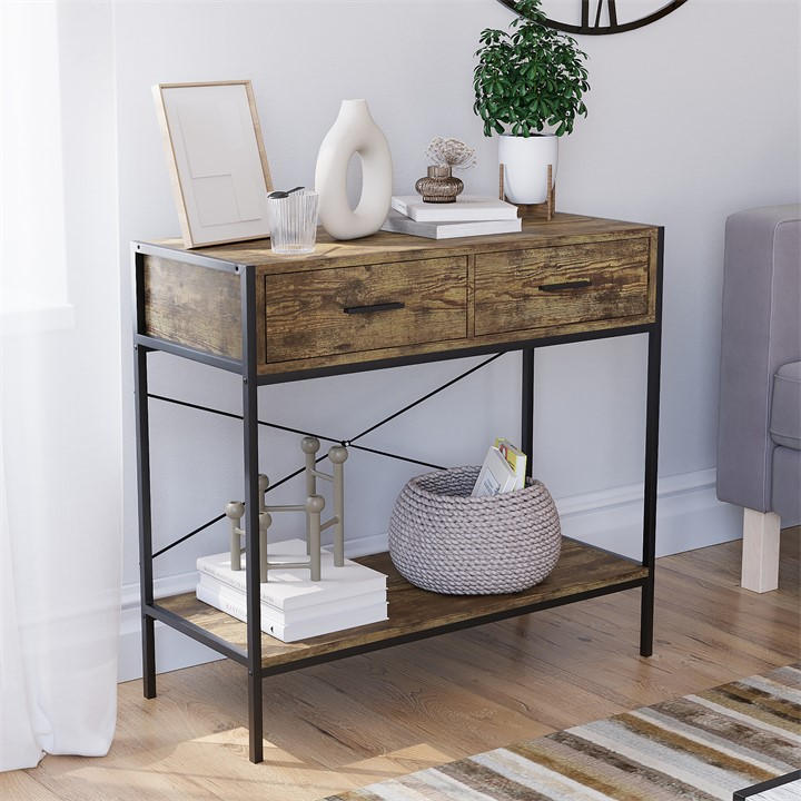 Lassic  Brown Vida Designs Brooklyn 2 Drawer Console Table, Sports Direct