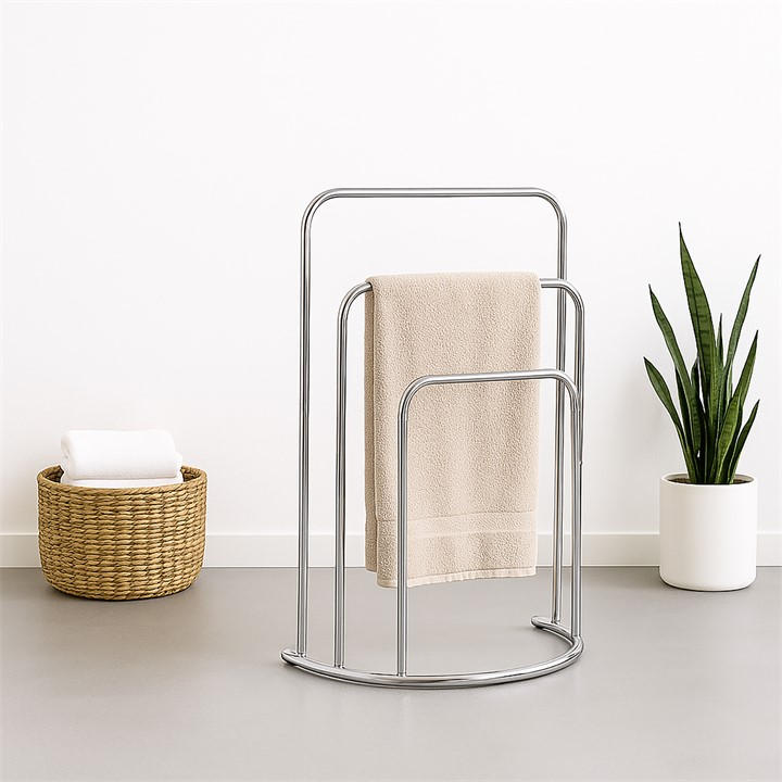 Lassic  Metallics Bath Vida 3 Tier Towel Stand Curved, Sports Direct