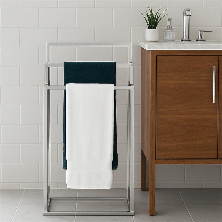 Lassic  Metallics Bath Vida 3 Tier Towel Stand Square, Sports Direct
