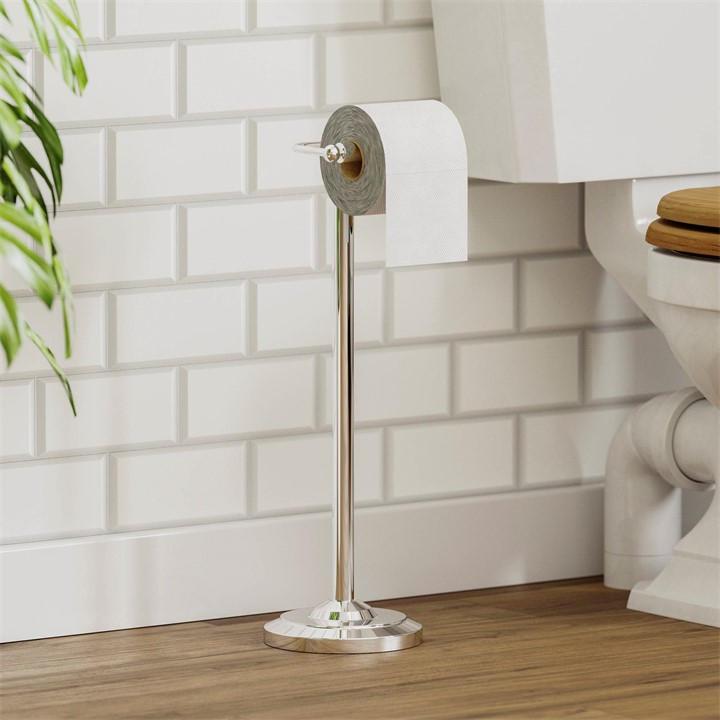 Lassic  Silver Bath Vida Floor Standing Toilet Roll Holder, Sports Direct