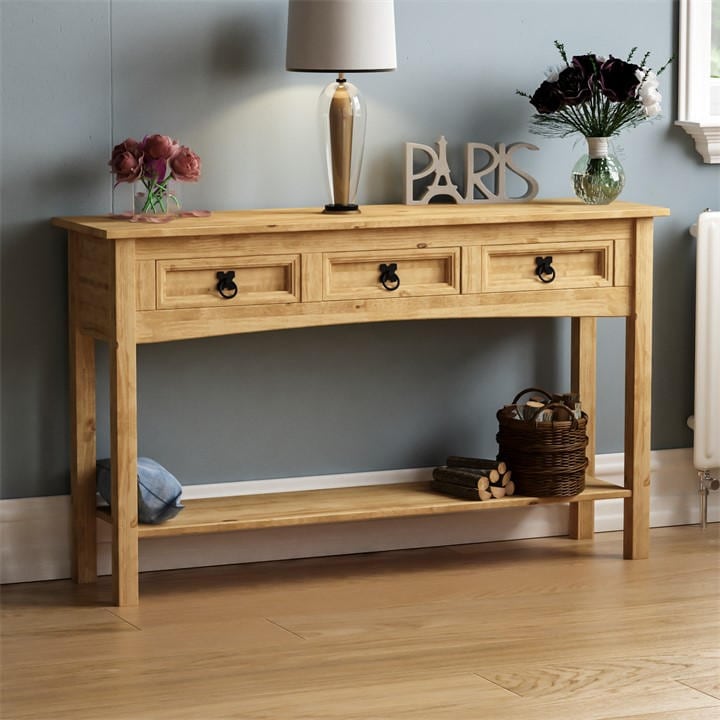 Lassic  Beige Vida Designs Corona 3 Drawer Console Table, Sports Direct