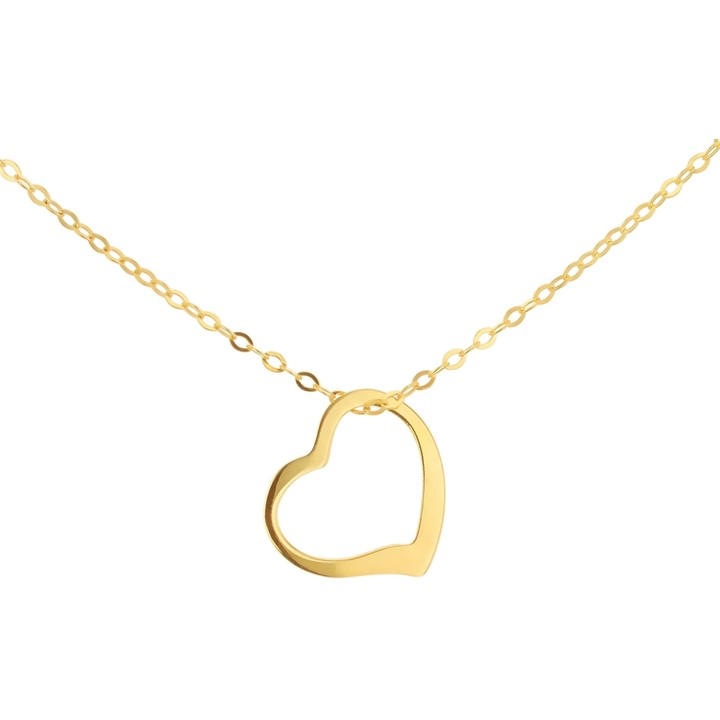 Be You Women's Gold 9Ct Open Heart Necklace, Sports Direct