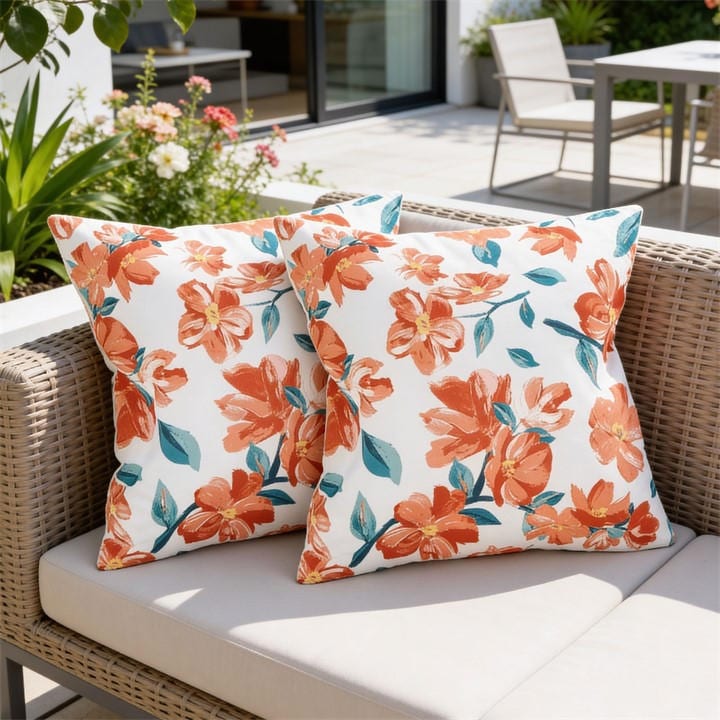 Streetwize   Outdoor Pair Of Japanese Floral Scatter Cushions in Size M, Sports Direct