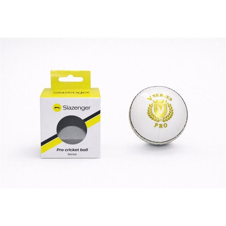 Slazenger  White High Visibility Leather Outdoor Cricket Ball in Size Senior, Sports Direct