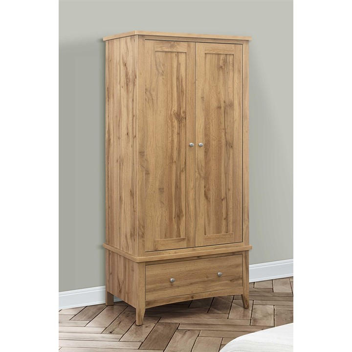 Birlea  Brown Hampstead 2 Door 1 Drawer Wardrobe, Sports Direct