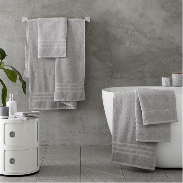 Silver - Biba - 450gsm Cotton Zero Twist Quick Dry Towel