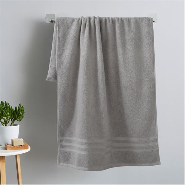 Silver - Biba - 450gsm Cotton Zero Twist Quick Dry Towel