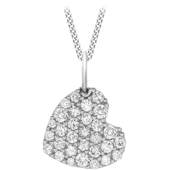 Be You Women's Gold 9Ct White Cz Heart Necklace, Sports Direct