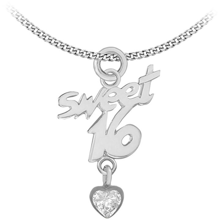Be You Women's Silver Sterling 'Sweet 16' Necklace, Sports Direct